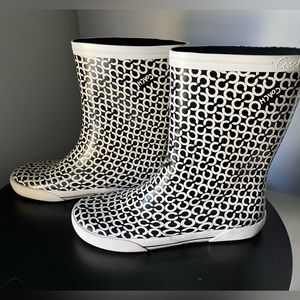 Coach Black & White Mod Rain Boots Size 8